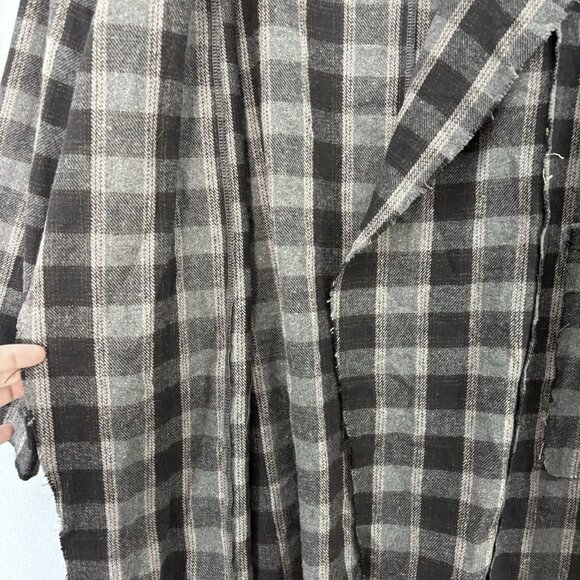 POL Plaid Hobo Duster W/ Raw Hems Heavy Flannel Feel SZ Large Boho Casual - Picture 6 of 14